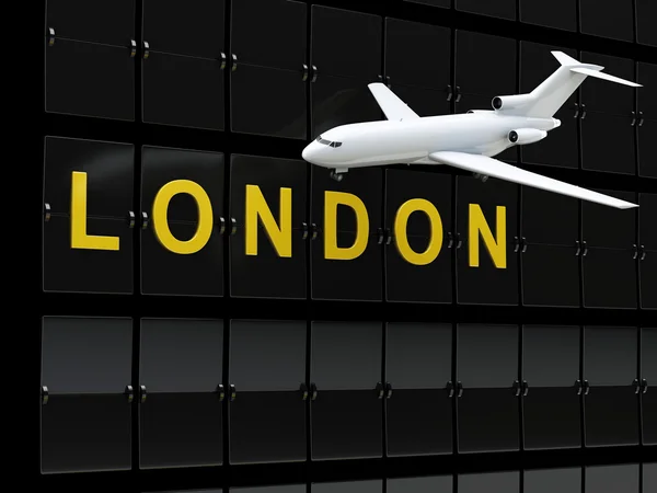3D Europa flygplats avgångar. Resa till London — Stockfoto