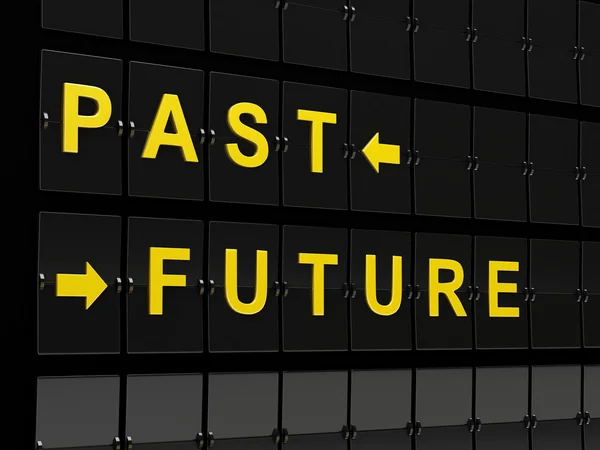 3D letiště deska s minulostí a budoucí slova. — Stock fotografie