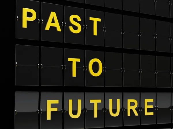 3D αεροδρόμιο πίνακας με το παρελθόν και μέλλον λόγια. — Φωτογραφία Αρχείου