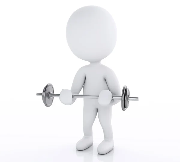 3D-witte mensen opheffen van zware gewichten. Gym concept — Stockfoto