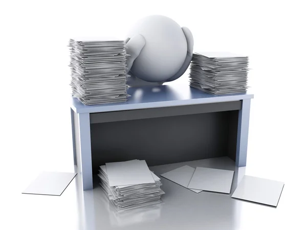 3d Les Blancs surmenés par la pile de documents . — Photo