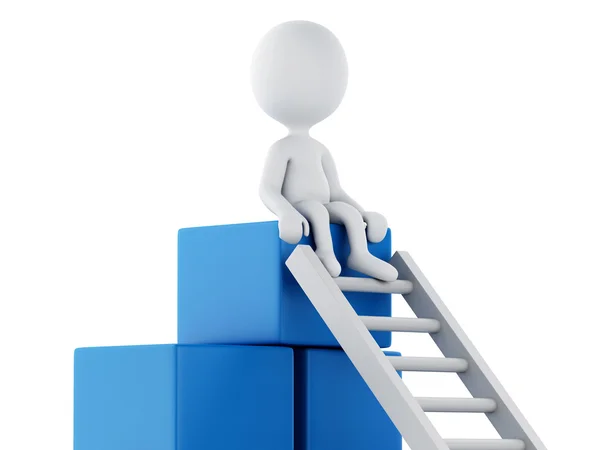 3d White people climbing ladders. Success concept. — Stock Photo, Image