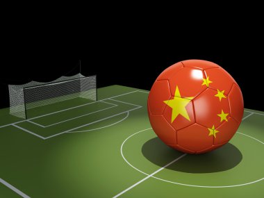 3D futbol sahası ve Çin topu.
