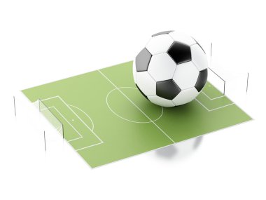 3D futbol sahası ve topu.