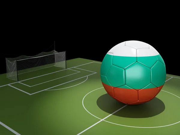 3D fotbollsplan och Ungern bollen. — Stockfoto