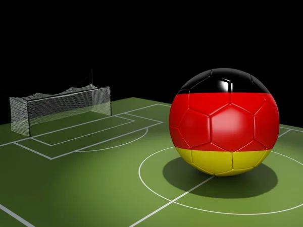 3D-Fußballplatz und Deutschland-Ball. — Stockfoto