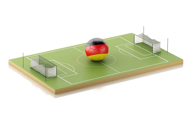 3d Soccer field and Germany ball. — Stock Photo, Image