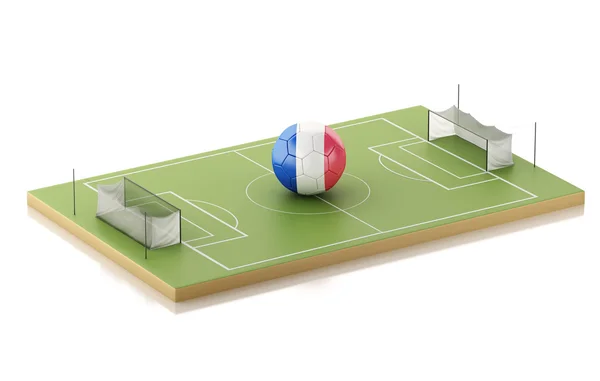 3d Soccer field and France ball. — Stock Photo, Image