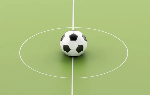 Terrain de football 3d et ballon . — Photo