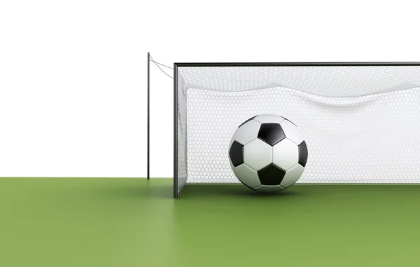 3d Pallone da calcio in rete — Foto Stock