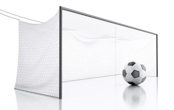 3D fotboll i netto — Stockfoto