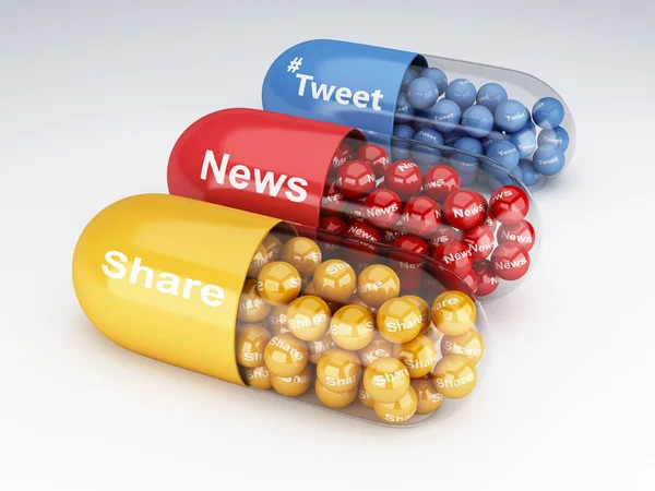 3D χάπια με την κοινωνική media — Φωτογραφία Αρχείου