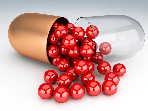 3d red pill capsules. — Stock Photo, Image