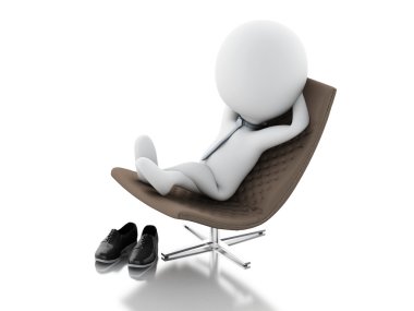 3D beyaz insanlar rahatlamak.