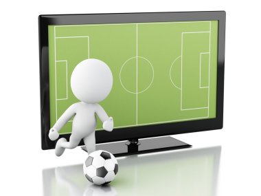 futbol sahası ve topu ile 3D Tv ekranı