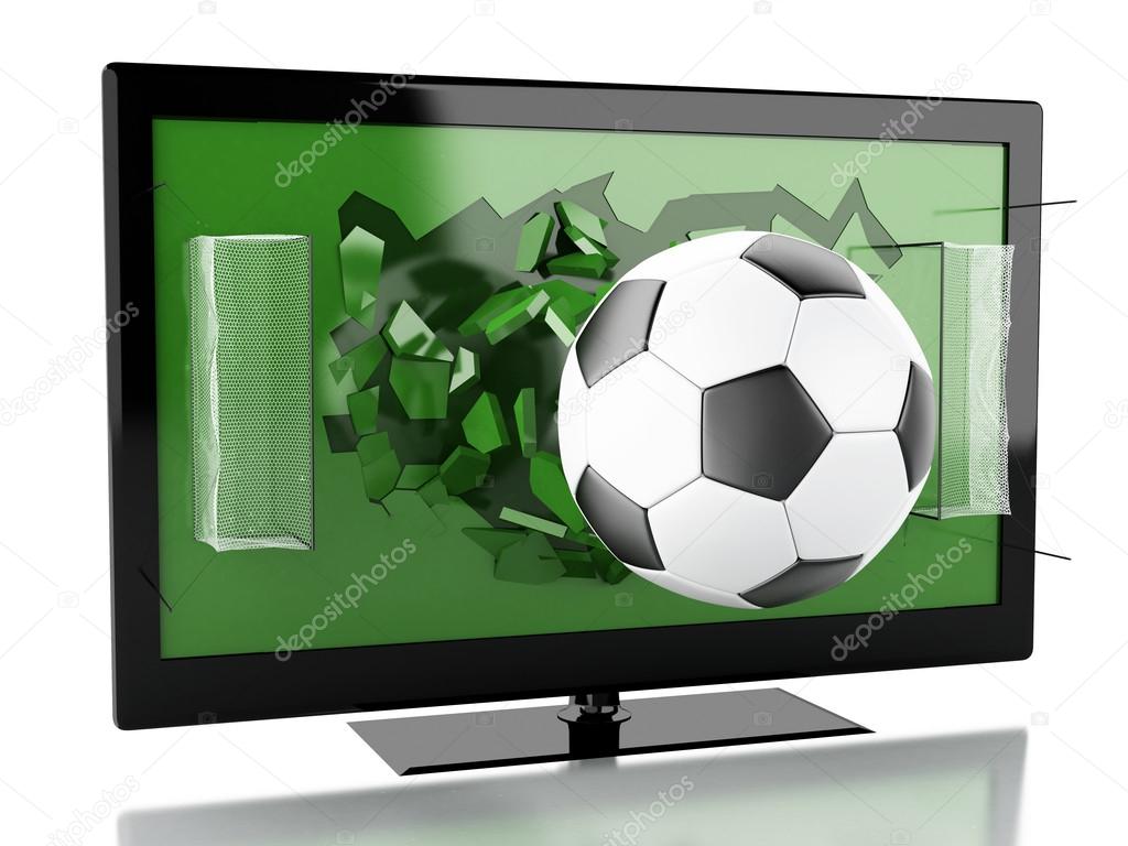 Futebol na televisão 3d ilustração stock. Ilustração de direto