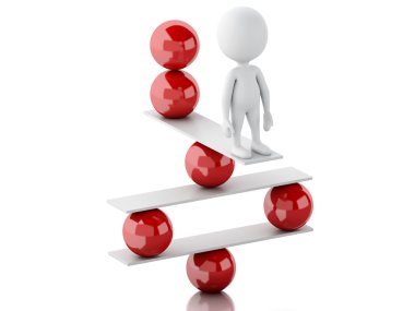 3D beyaz insanlar denge Ball