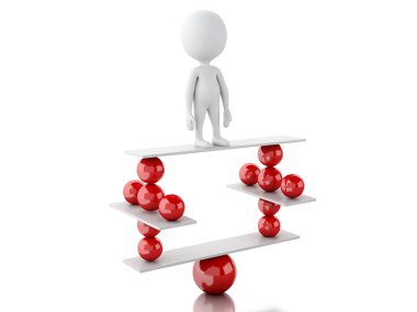 3D beyaz insanlar denge Ball