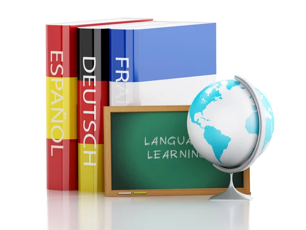 3d Stack of dictionaries. Language learning — Stock Photo, Image