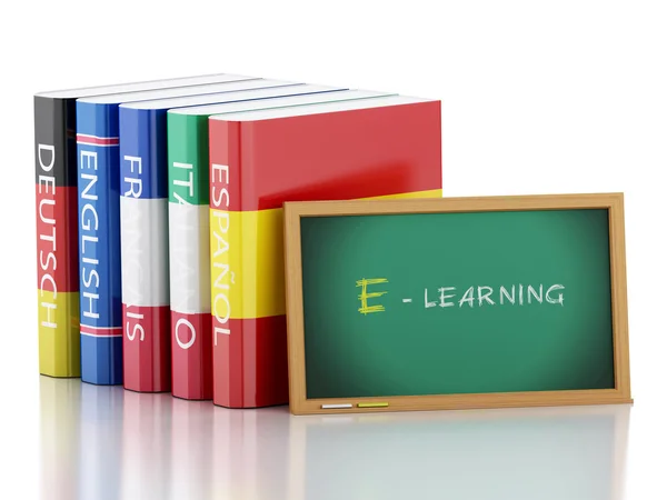 3d Stack of dictionaries. Language learning — Stock Photo, Image