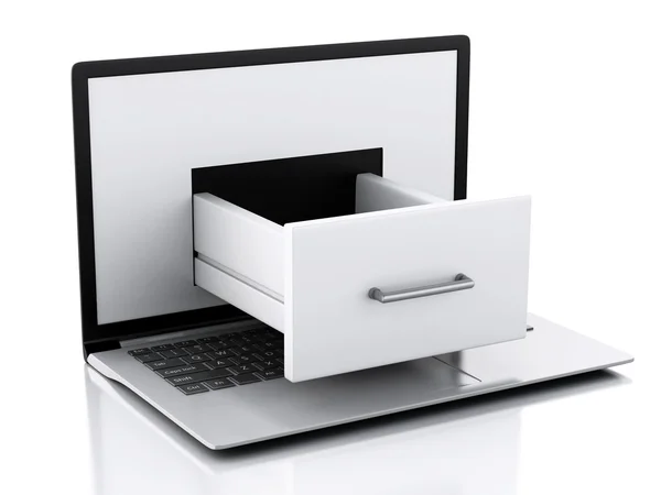 Memorizzazione dati. Laptop con armadietto File . — Foto Stock