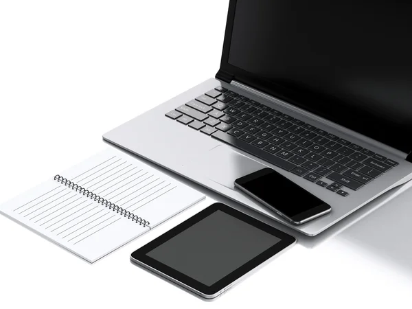 3D pracoviště úřadu s notebook pc. — Stock fotografie