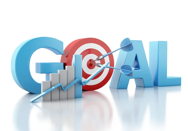 3d Business goal text and red target. — Stock Photo, Image