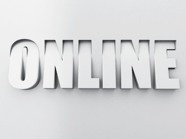 3D görüntü. Çevrimiçi metin kazınmış ve yüzeyden kalıptan çekilmiş.