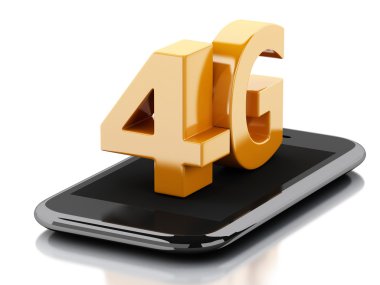 4g lte kablosuz işareti ile 3D akıllı telefon. Teknoloji kavramı