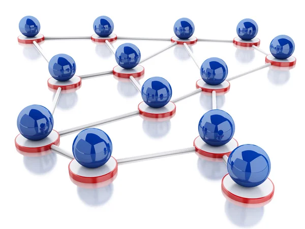 3D-sociale netwerk en communicatie. — Stockfoto
