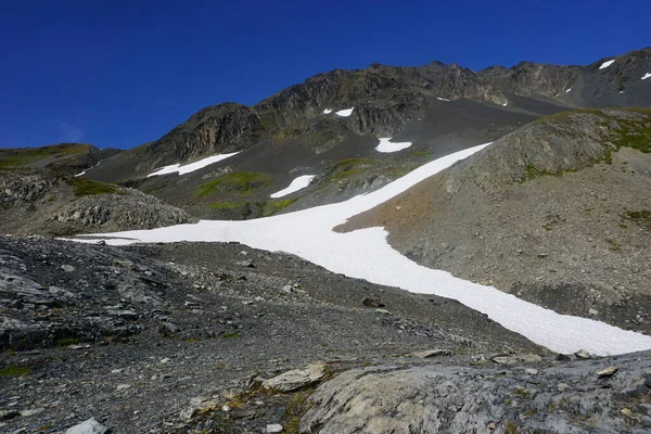 Schöne Aussicht Auf Den Exit Glacier Alaska Bei Sonnigem Tag lizenzfreie Stockbilder