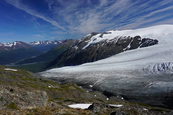 Чудовий Вид Льодовик Вихід Алясці Сонячний День — стокове фото