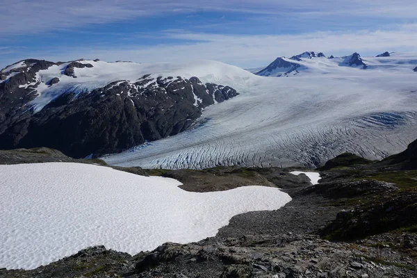 Όμορφη Θέα Στην Έξοδο Παγετώνα Στην Αλάσκα Ηλιόλουστη Μέρα — Φωτογραφία Αρχείου