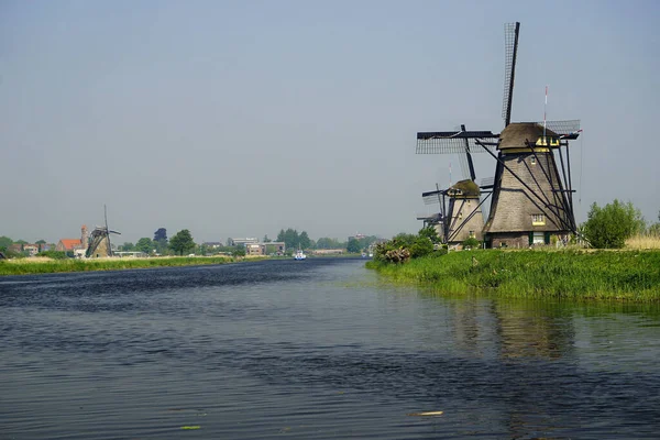 Нідерланди Знаменитий Пейзаж Вітряками Kinderdijk Голландії Всесвітня Спадщина Унеско — стокове фото