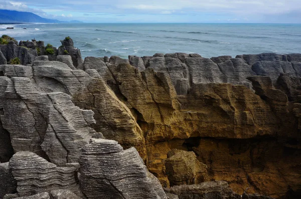 Punakaiki Pancake Rock Blowholes Sur Côte Ouest Nouvelle Zélande Parc — Photo