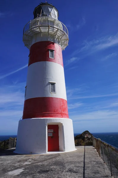 White Red Lighthouse Shote New Zealand — Stock Photo, Image