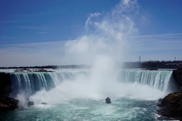 Vista Sobre Horseshoe Fall Niagara Falls Visto Dia Ensolarado Lado — Fotografia de Stock