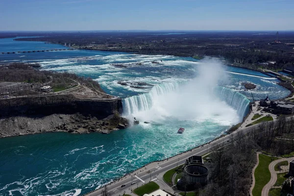 Vista Sobre Horseshoe Fall Niagara Falls Visto Dia Ensolarado Lado — Fotografia de Stock