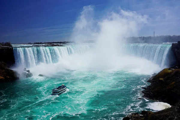 Kilátás Patkó Ősszel Niagara Vízesés Látható Napsütéses Nap Kanadai Oldalon — Stock Fotó