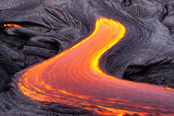 Vloeiende Lava Groot Eiland Hawaï — Stockfoto