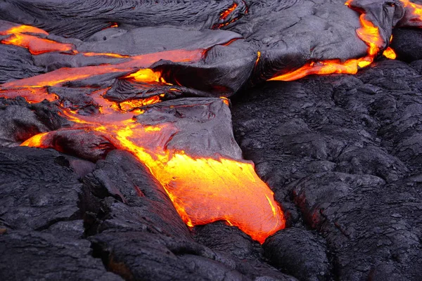 Vloeiende Lava Groot Eiland Hawaï — Stockfoto