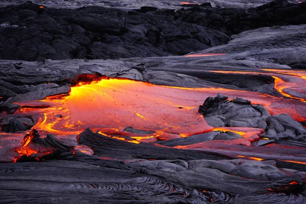 Vloeiende Lava Groot Eiland Hawaï — Stockfoto