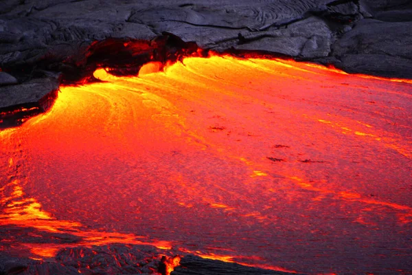 Vloeiende Lava Groot Eiland Hawaï — Stockfoto