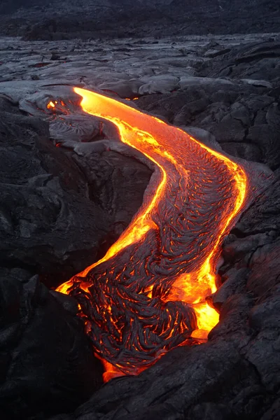 Vloeiende Lava Groot Eiland Hawaï — Stockfoto