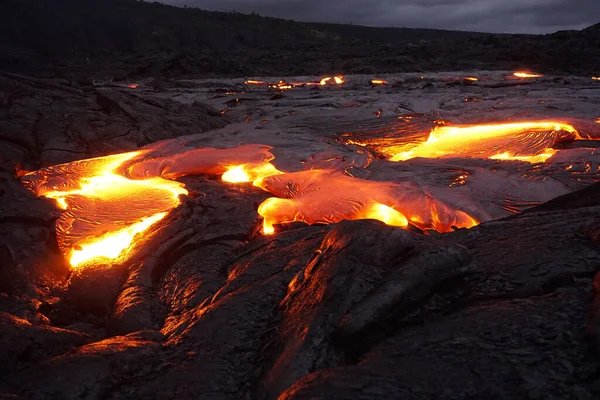 Fluyendo Lava Isla Grande Hawaii —  Fotos de Stock