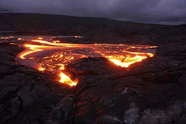 Fluxo Lava Ilha Grande Havaí — Fotografia de Stock