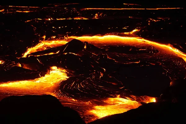 Fluyendo Lava Isla Grande Hawaii —  Fotos de Stock