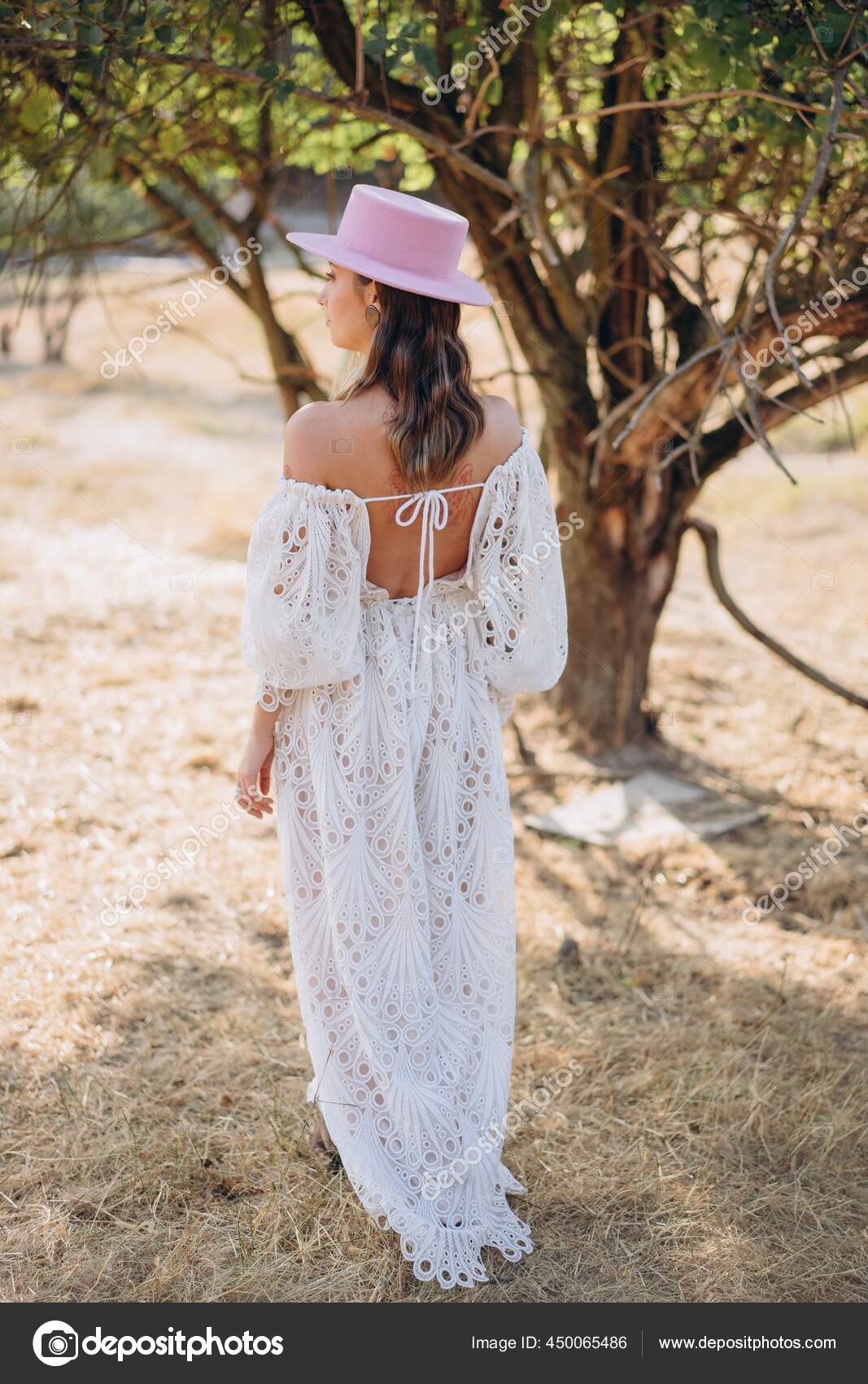 Outfit Estilo Hippie Chic Feminino Vestido Longo Branco Estilo - Main Image