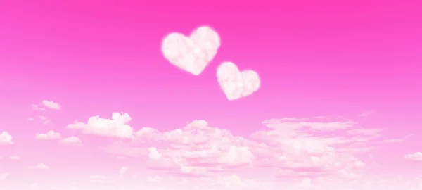Nuvem de coração no céu rosa fundo abstrato. Conceito de amor — Fotografia de Stock