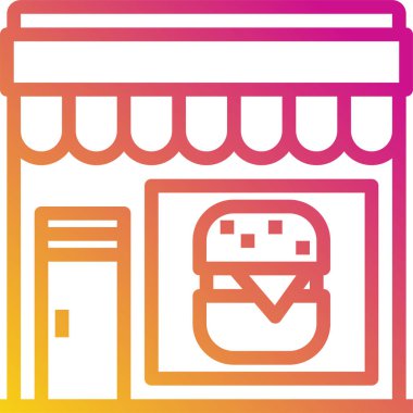 Hamburger yemek ikonu. Hamburger dükkanı konsepti